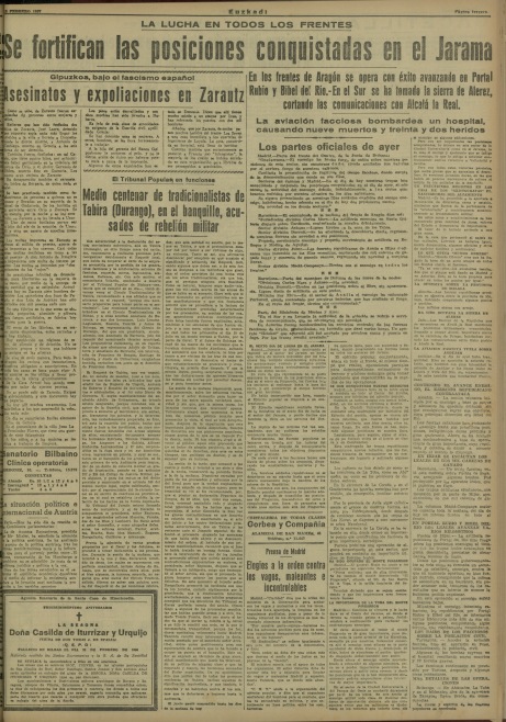 1937ko otsailaren 25eko 'Euzkadi' egunkarian Zarautzi buruz argitaratutako artikulua.