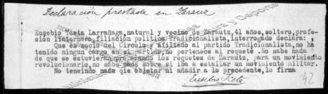 Eusebio Izeta Larrañagaen deklarazioa.